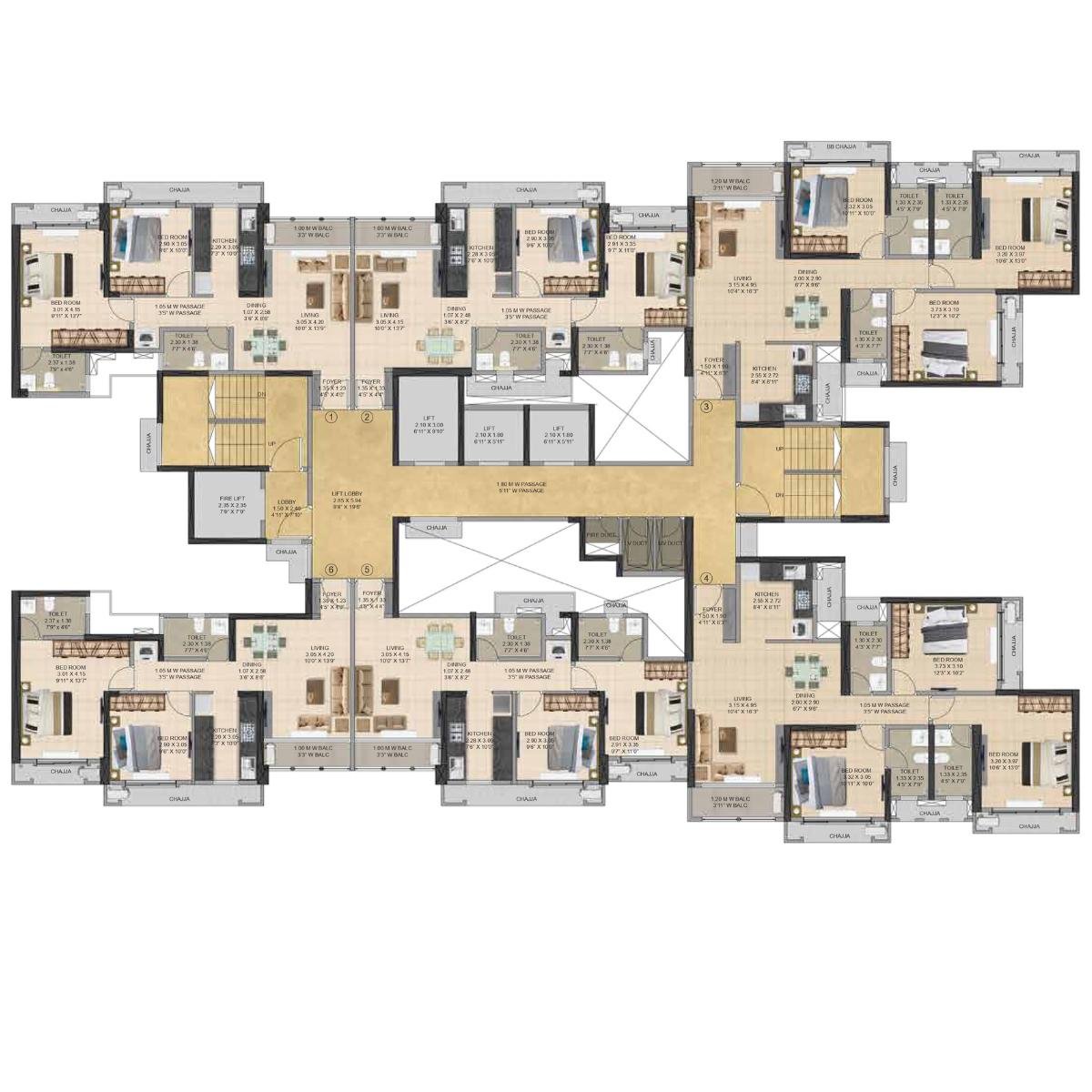 Dosti-Maple-Floor-Plan-Wing-A