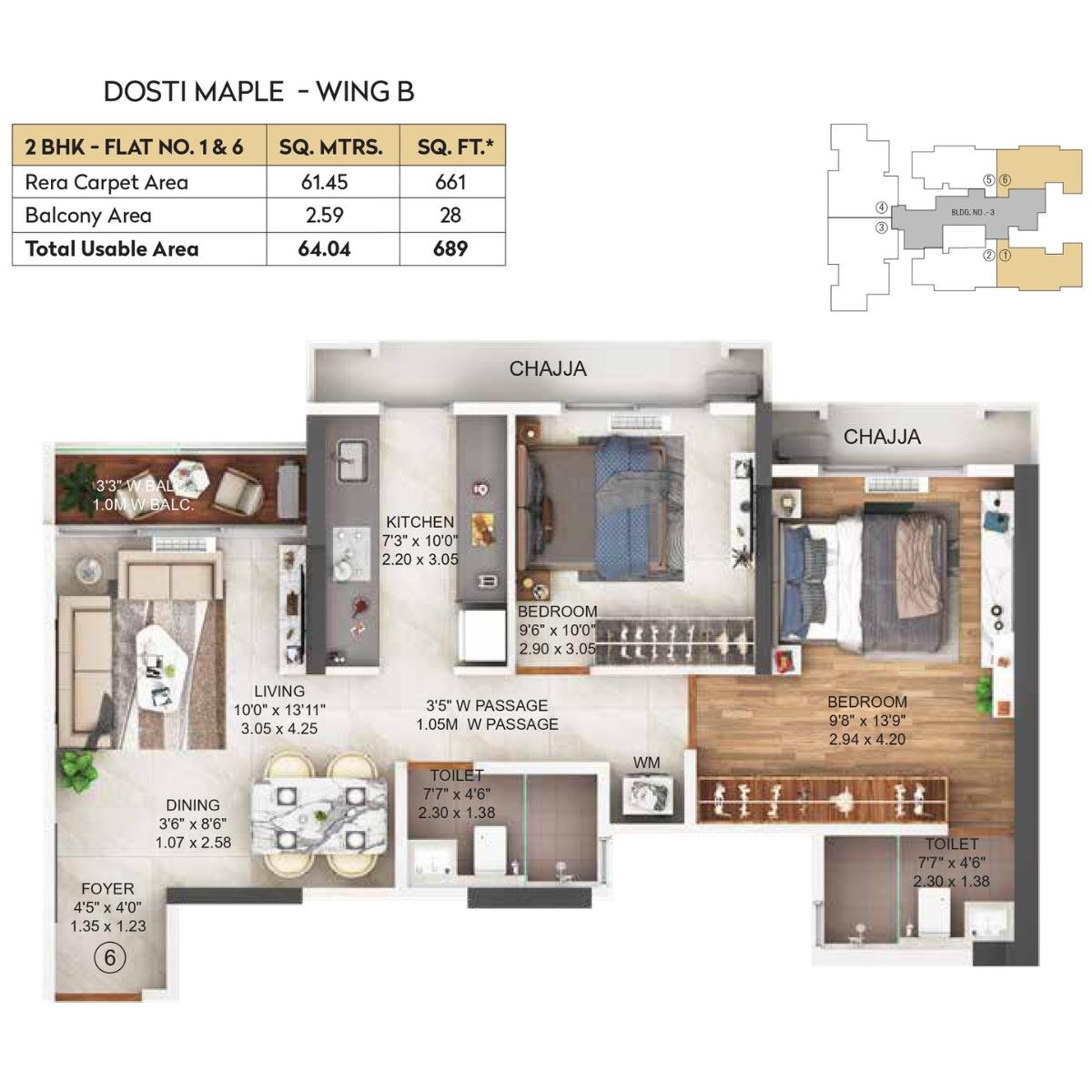 Dosti-Maple-Floor-Plan-Wing-B-2-BHK-689-sqft